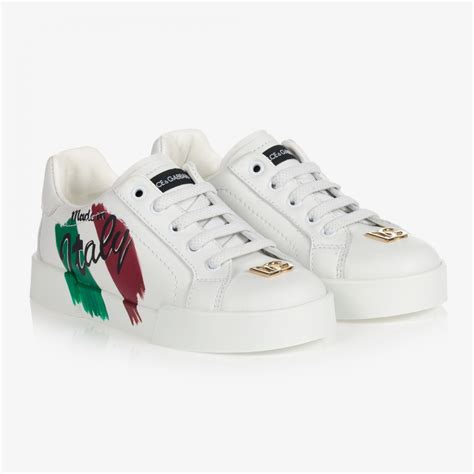 Dolce And Gabbana Boys White Leather Trainers Childrensalon