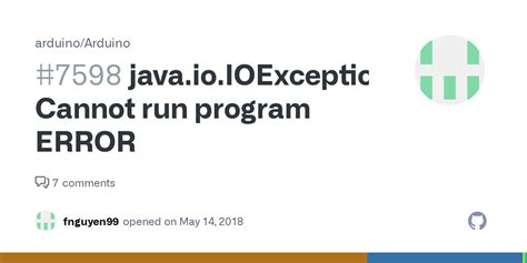Java Io IOException Cannot Run Program ERROR Issue Arduino Arduino GitHub