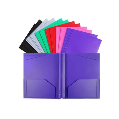 Plastic Folders With Pockets And Prongs Heavy Duty Brads 12 Pack For