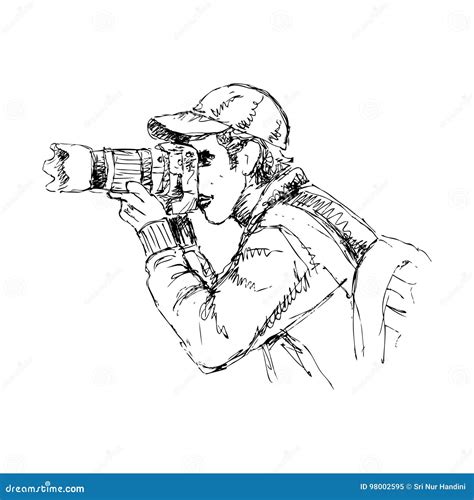 Sketch Of Photographer Stock Illustration Illustration Of Pixel 98002595