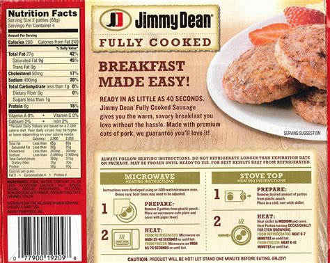 Jimmy Dean Breakfast Sausage Patty Calories Bios Pics