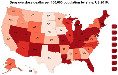 ملف Us Map Of Drug Overdose Deaths Per 100 000 Population By State  المعرفة
