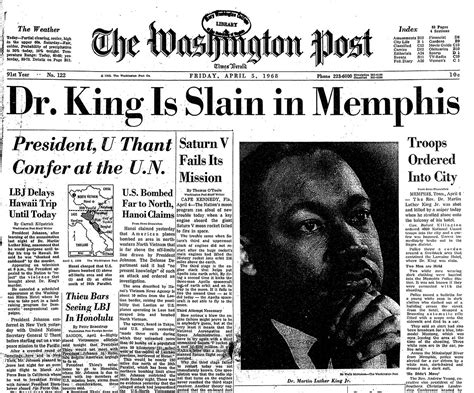 From The Archive Dr King Is Slain In Memphis Troops Ordered Into