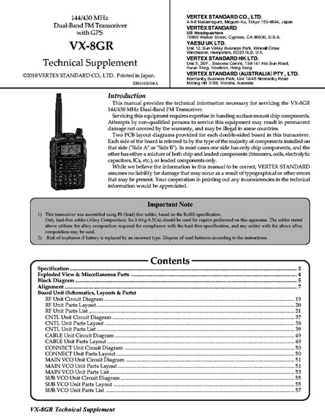 Yaesu Vertex Vx 8gr Sm Service Manual Download Schematics Eeprom