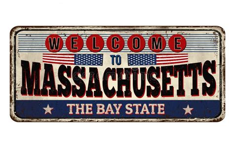 Welcome To Massachusetts Vintage Rusty Metal Sign Stock Vector