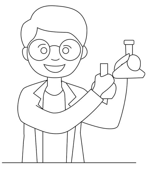 Cute Female Scientist Coloring Page Coloring Pages