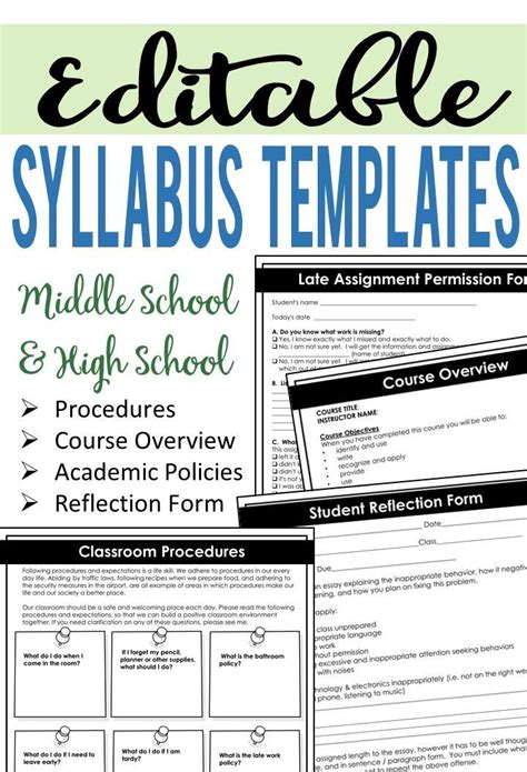 Editable Course Syllabus Template For Middle School And High School
