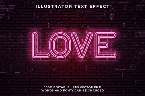 Premium Vector Love Neon Text Effect