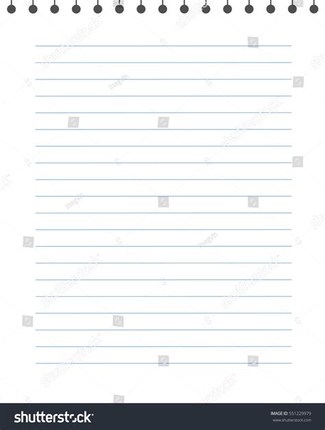 Blank Lined Paper Texture Notepad Stock Vector 551229979 Shutterstock