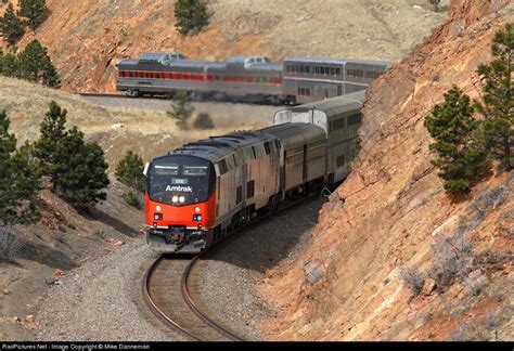 Amtrak No 5 The California Zephyr Climbs Through The Curves On The