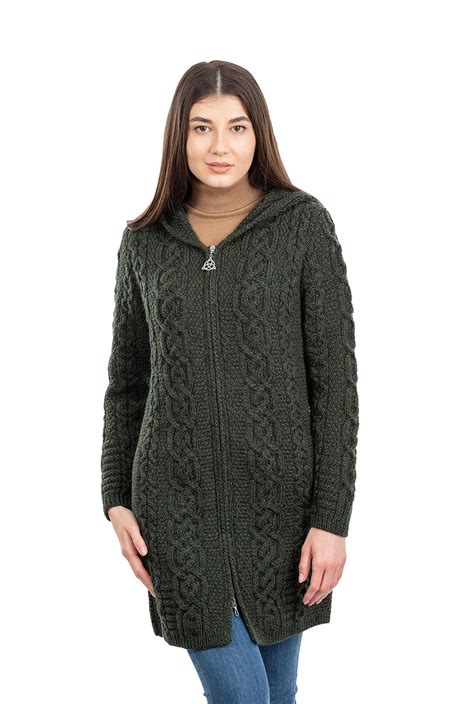 saol saol irish cardigan sweater for womens 100 merino wool aran