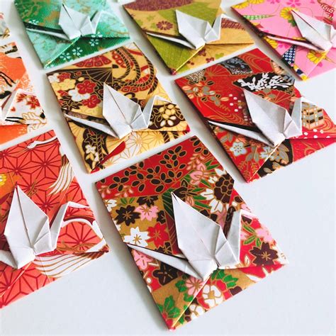 Japanese Origami Crane Envelope Set Of 3 5 7 10 Japanese Etsy