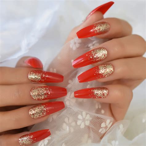 Detachable-Fake-Nails-China-red-Extra-Long-Coffin-Press-On-Nail-Art