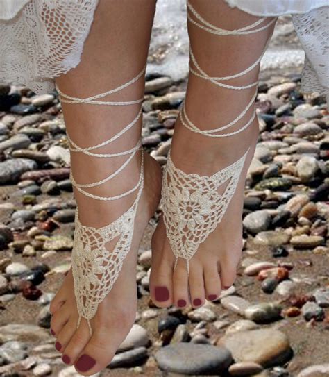 crochet barefoot sandals ivory barefoot sandles beach by akbro 11 00 bare foot sandals