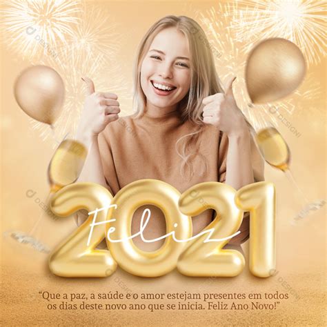 Feliz 2021 Ano Novo Social Media PSD Post Editável Photoshop download