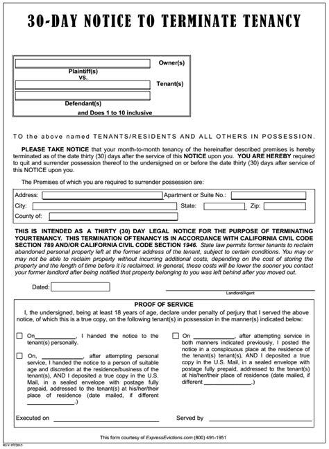 Free Printable Eviction Notice California