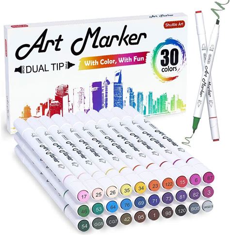 Shuttle Art 30 Colors Dual Tip Art Markers Permanent Marker