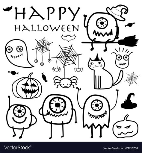Happy Halloween Doodle Set Royalty Free Vector Image