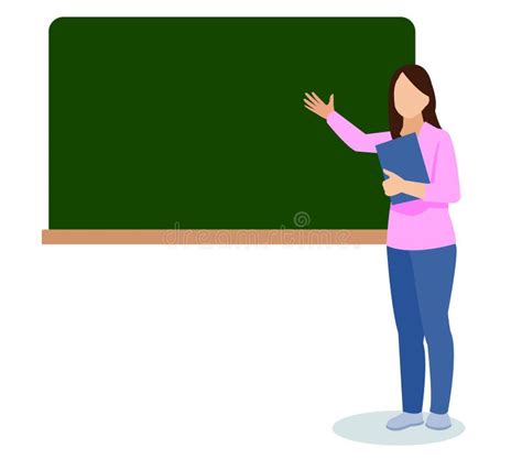 Teacher In Front Of Blackboard In Classroom Stock Vector Illustration