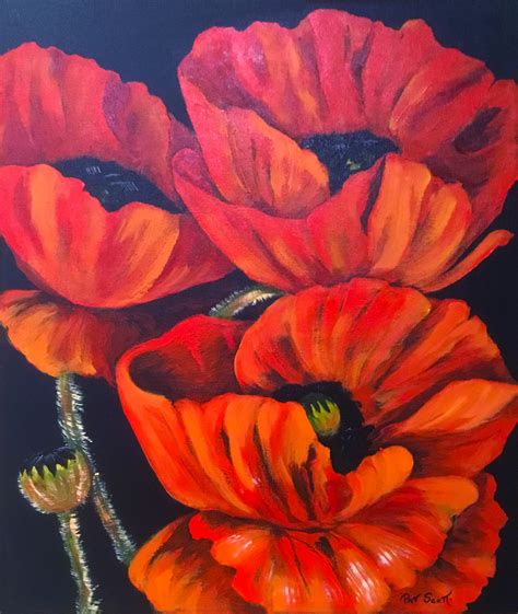Poppies Acrylic Regular Canvas 20 By 24 Pat Scott Gallery