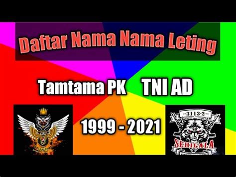 Nama Nama Leting Tamtama Pk Tni Ad Letting Youtube