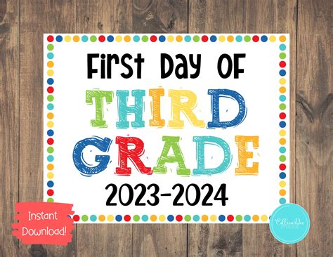 THIRD GRADE 2023-24 SIGN 1st Day of Third Grade Sign Start - Etsy