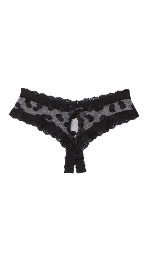 Hanky Panky Lace After Midnight Hot Dot Open Gusset Hipster In Black Lyst