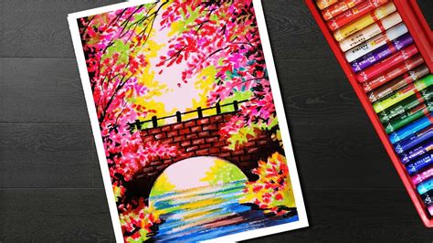 Have you ever wanted to try landscape drawing? How to draw spring season landscape scenery drawing step ...