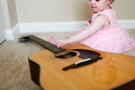 Children Pink Guitar Baby 1 Year Old Baby Kids 1 Year Olds