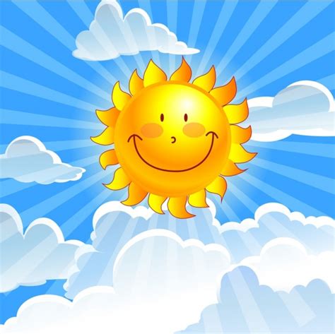 Sunshine Background Colored Cartoon Design Stylized Sun Icon Free