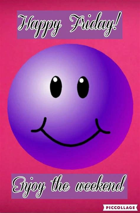 Happy Friday Enjoy The Weekend Smiley Face Purple Good Morning