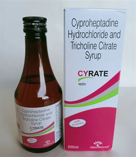 Liquid Cyproheptadine Hydrochloride Tricholine Citrate Syrup For