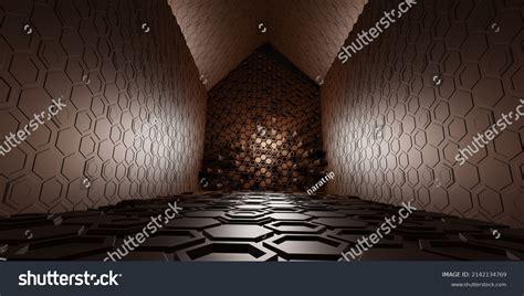 Tunnel Corridor Hexagon Texture Technology Modern Stock Illustration