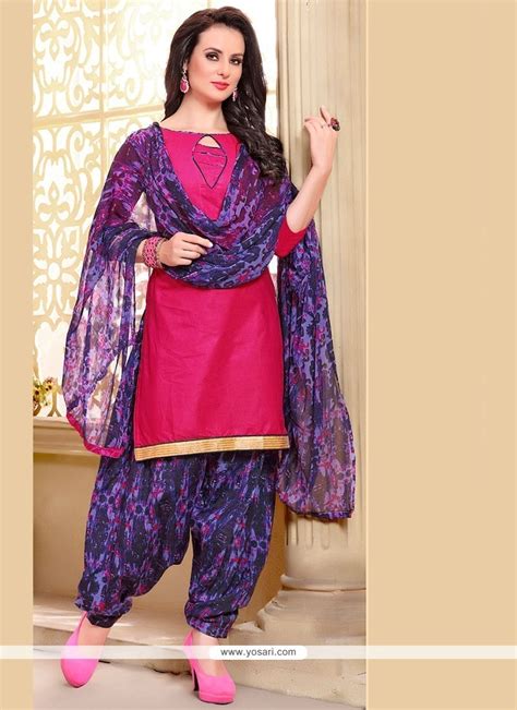 Buy Auspicious Hot Pink Lace Work Punjabi Suit Punjabi Patiala Suits