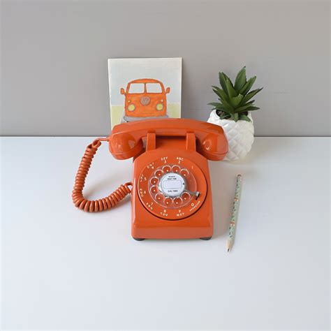 Vintage Rotary Phone Working Rotary Dial Telephone In Orange Etsy In