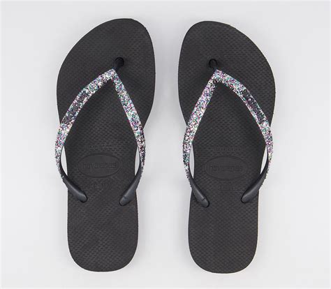 Havaianas Slim Flatform Glitter Flip Flops Black Sandalen
