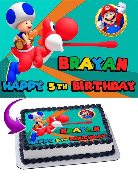 Shop online at everyday low prices! Joshi Red Super Mario Edible Cake Image Topper Personalized Birthday Party 1/4 Sheet (8"x10.5 ...