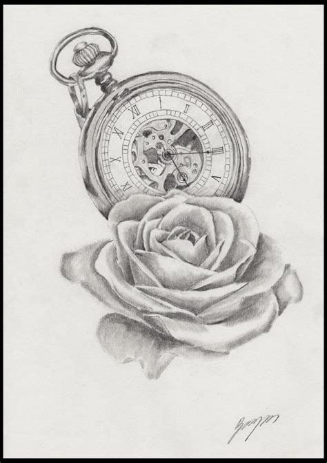 Unique pocket watch tattoo design by xxmortanixx. Pocketwatch and Rose Tattoo by BradIllustration on DeviantArt