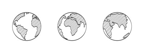 Planet Earth Hand Drawn Earth Globe Earth Globes Vector Illustration