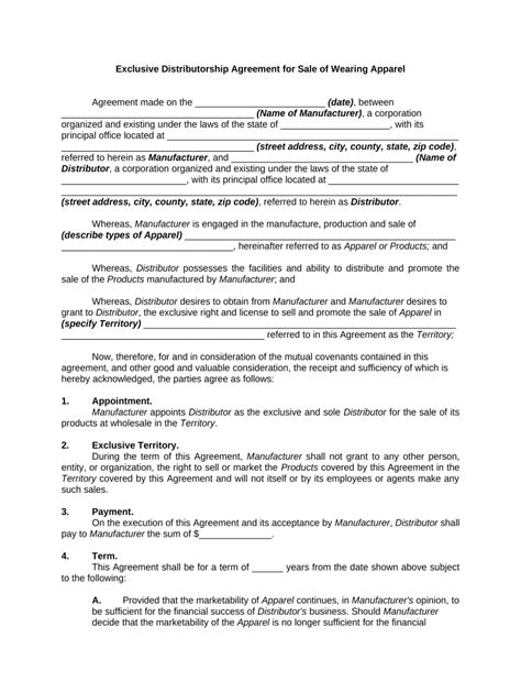 Exclusive Distribution Agreement Word Fill Out And Sign Online Dochub