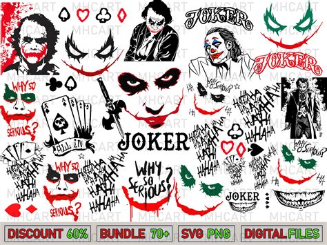 70 Designs Joker Svg Bundlelayered Item Joker Smile Etsy