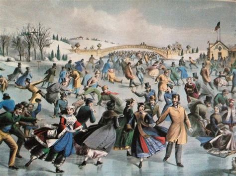 Currier And Ives Ice Skating Winter Central Park New York Color Etsy