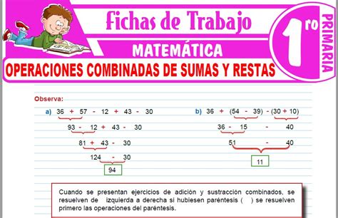 Operaciones De Suma Y Resta Combinadas Con Numeros Del Al Images