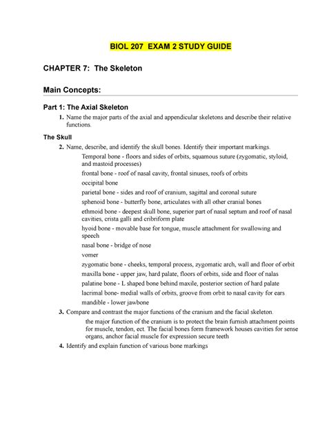 Exam 2 Study Guide Biol 207 Exam 2 Study Guide Chapter 7 The