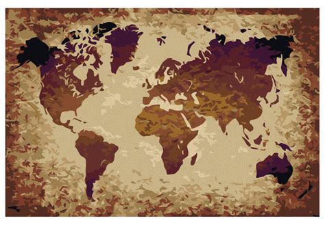 Paint By Numbers For Adults World Map Brown Colours Paint By