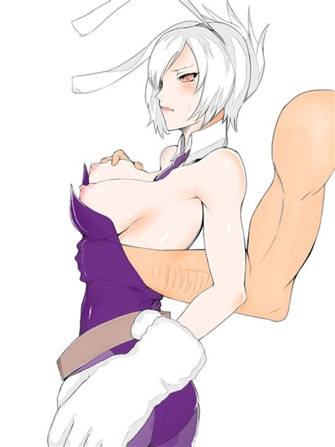 Rule 34 Alternate Costume Battle Bunny Riven Blush Breast Grab