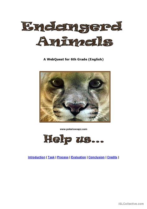 Endangered Animals Webquest English Esl Worksheets Pdf And Doc