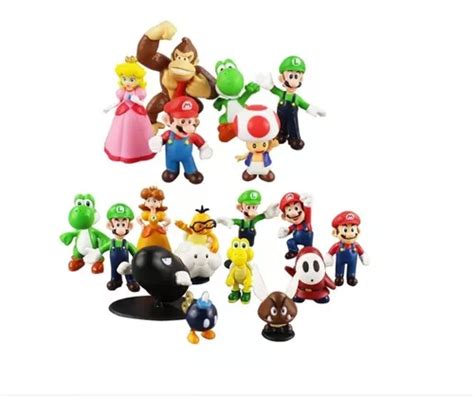 Set 18 Figuras Muñecas Mario Bros Luigi Yoshi Sapo Donkey Meses Sin