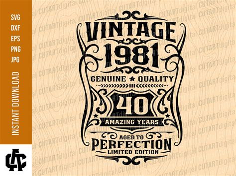 40th Birthday Svg Aged To Perfection Svg Vintage 1981 Svg Etsy