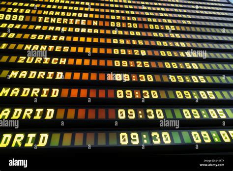 Airport Departure And Arrival Information Board Sign Perspective Stock